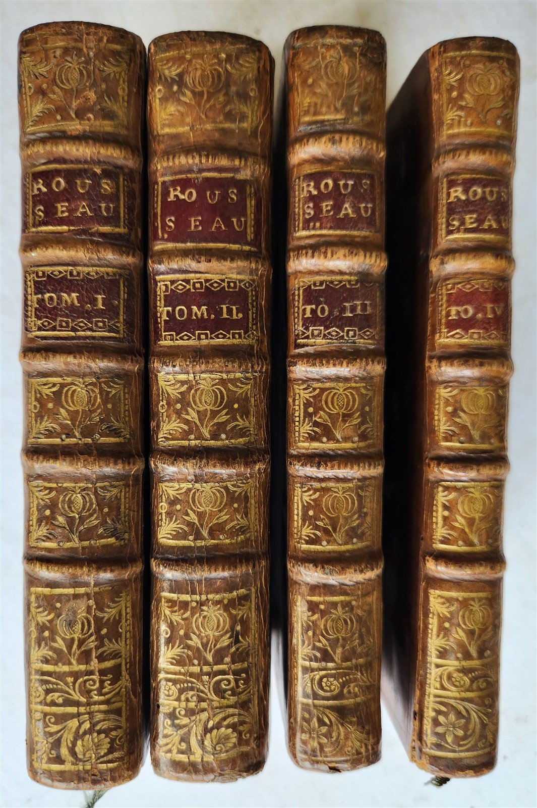 1743 by OEUVRES DIVERSES by Jean-Baptiste ROSSEAU 4 VOLUMES in FRENCH ANTIQUE