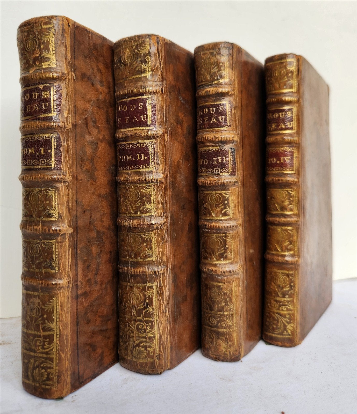 1743 by OEUVRES DIVERSES by Jean-Baptiste ROSSEAU 4 VOLUMES in FRENCH ANTIQUE