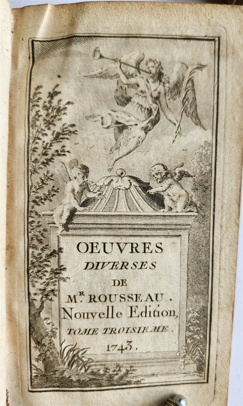 1743 by OEUVRES DIVERSES by Jean-Baptiste ROSSEAU 4 VOLUMES in FRENCH ANTIQUE
