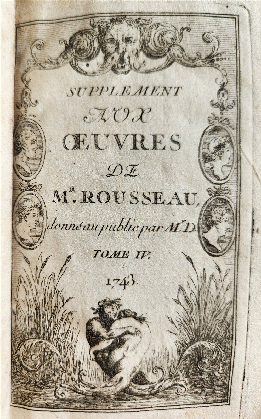 1743 by OEUVRES DIVERSES by Jean-Baptiste ROSSEAU 4 VOLUMES in FRENCH ANTIQUE