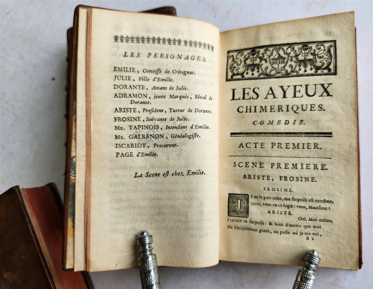 1743 by OEUVRES DIVERSES by Jean-Baptiste ROSSEAU 4 VOLUMES in FRENCH ANTIQUE