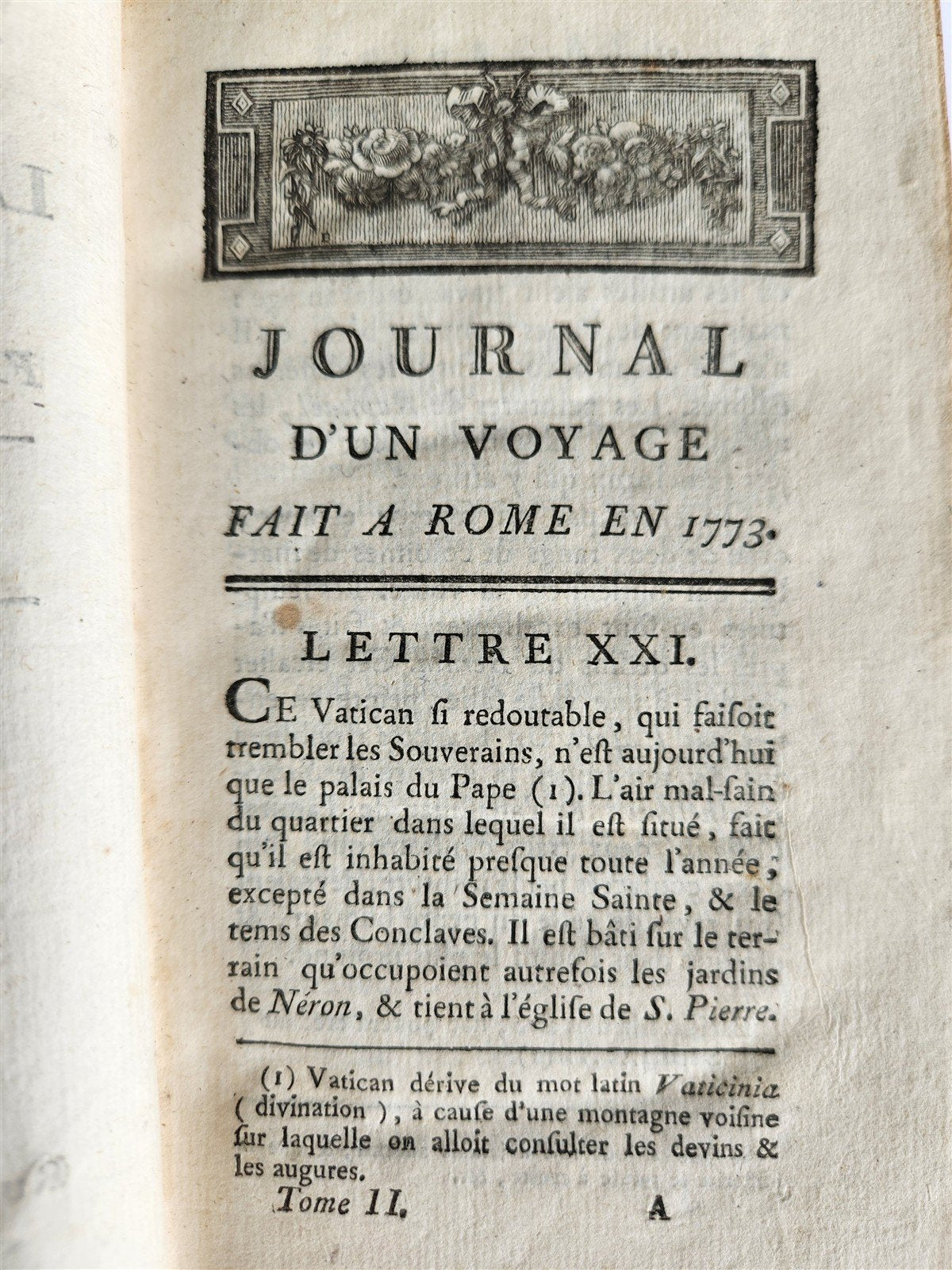 1773 VOYAGE to ROME 2 VOLUMES SET in FRENCH ANTIQUE