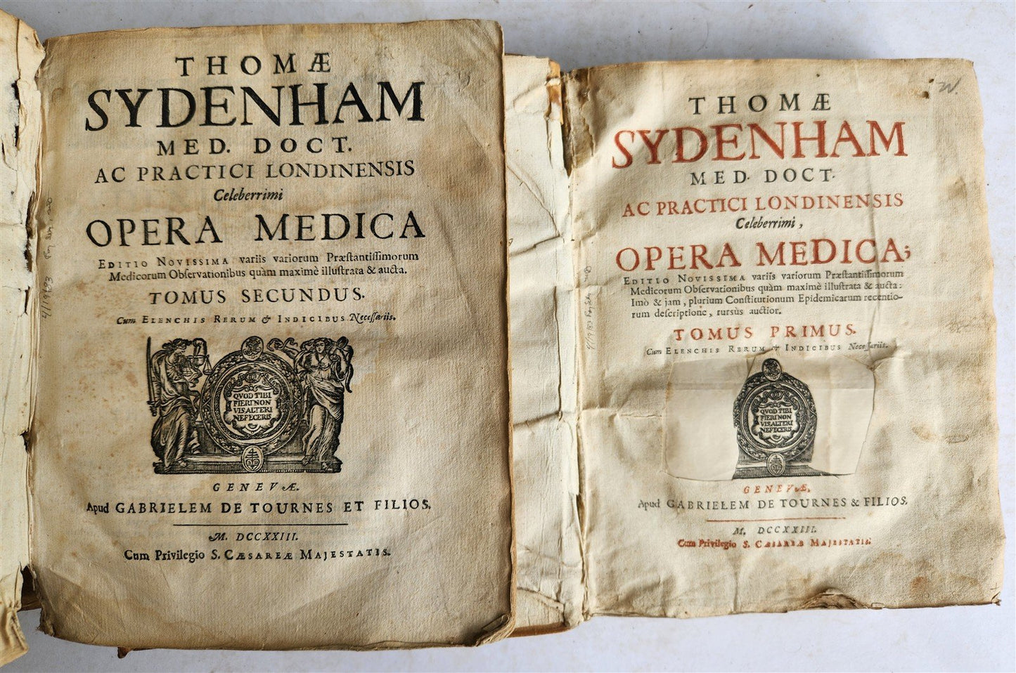 1723 MEDICAL TREATISE on ARTHRITIS & PODAGRA 2 volumes ANTIQUE vellum binding