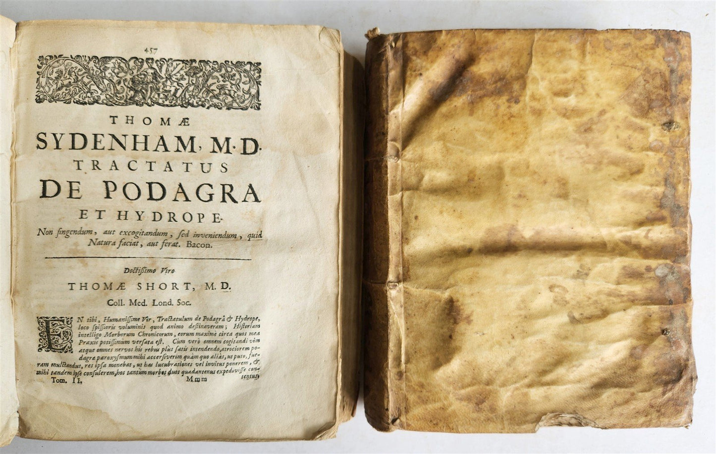 1723 MEDICAL TREATISE on ARTHRITIS & PODAGRA 2 volumes ANTIQUE vellum binding