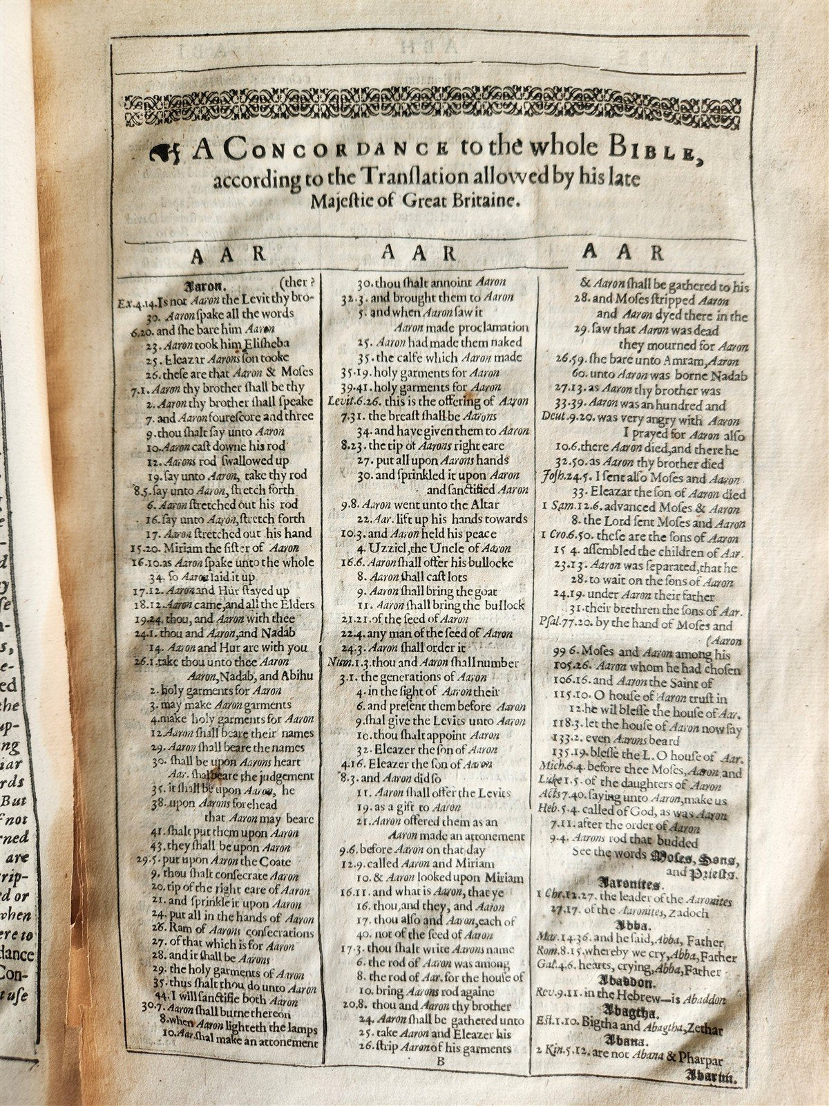 1635 BIBLE CONCORDANCE in ENGLISH by Clement Cotton ANTIQUE
