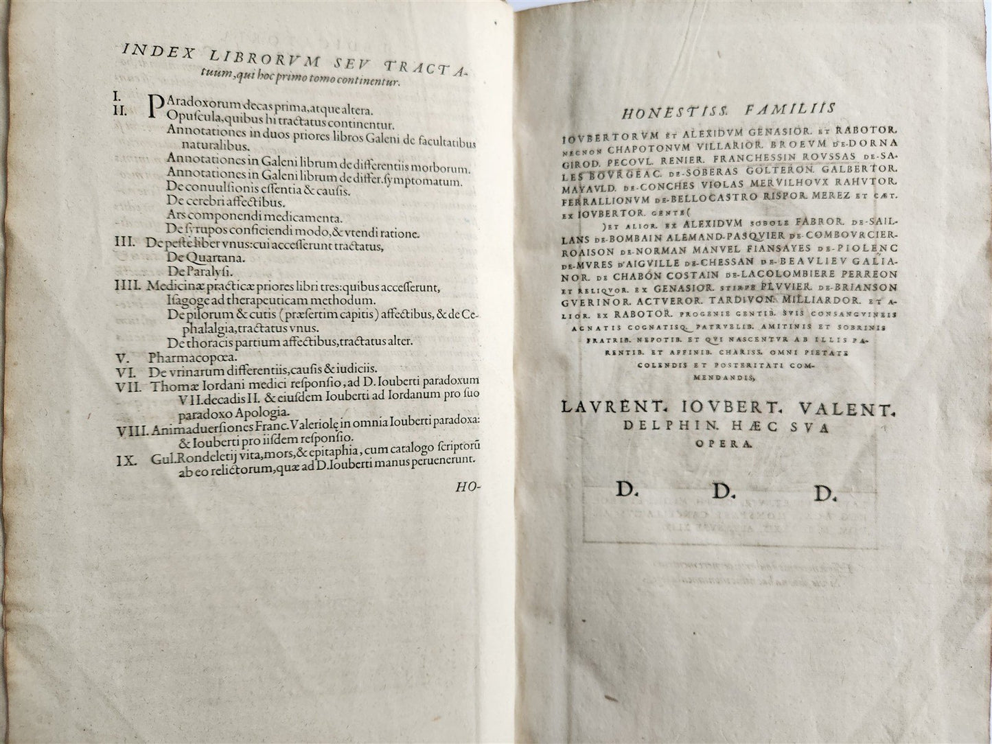 1599 MEDICAL TREATISE by Laurent Jourbert antique VELLUM 16th century FOLIO
