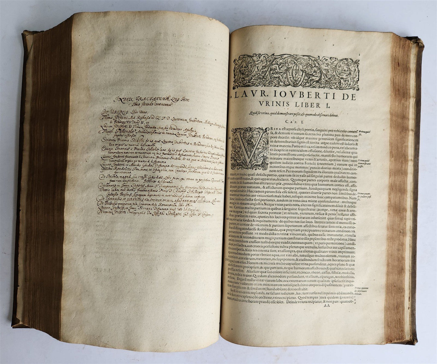 1599 MEDICAL TREATISE by Laurent Jourbert antique VELLUM 16th century FOLIO