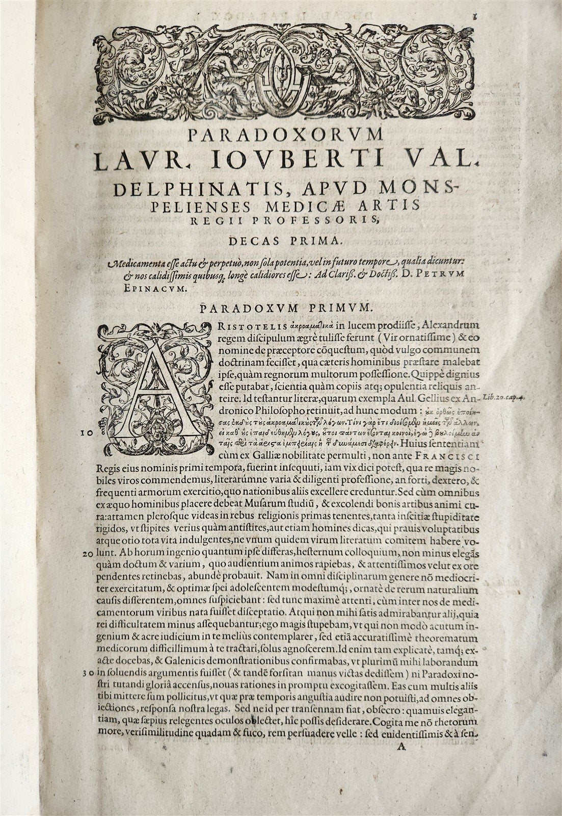 1599 MEDICAL TREATISE by Laurent Jourbert antique VELLUM 16th century FOLIO