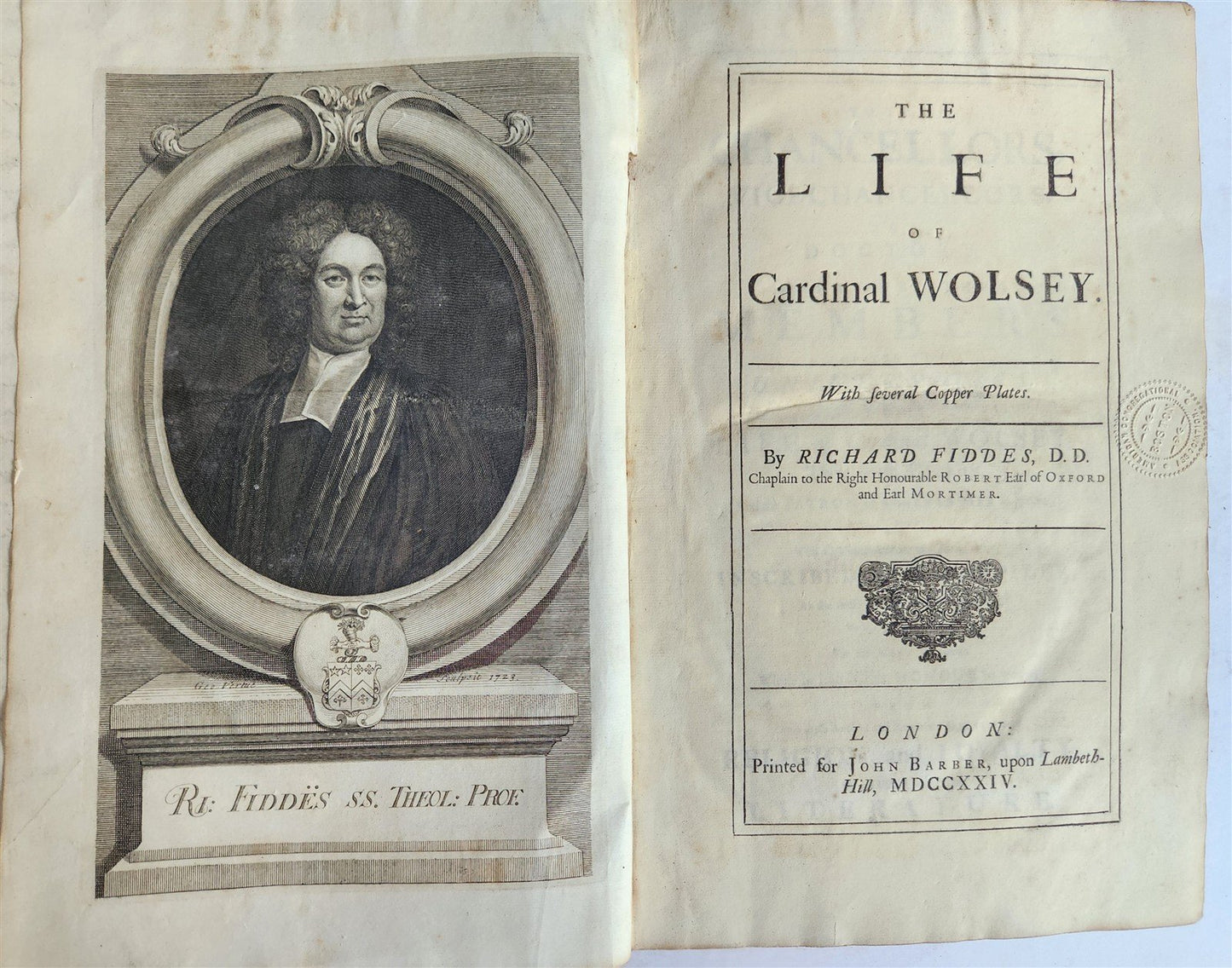 1724 LIFE of CARDINAL WOLSEY by Richard Fiddes ILLUSTRATED FOLIO antique ENGLISH