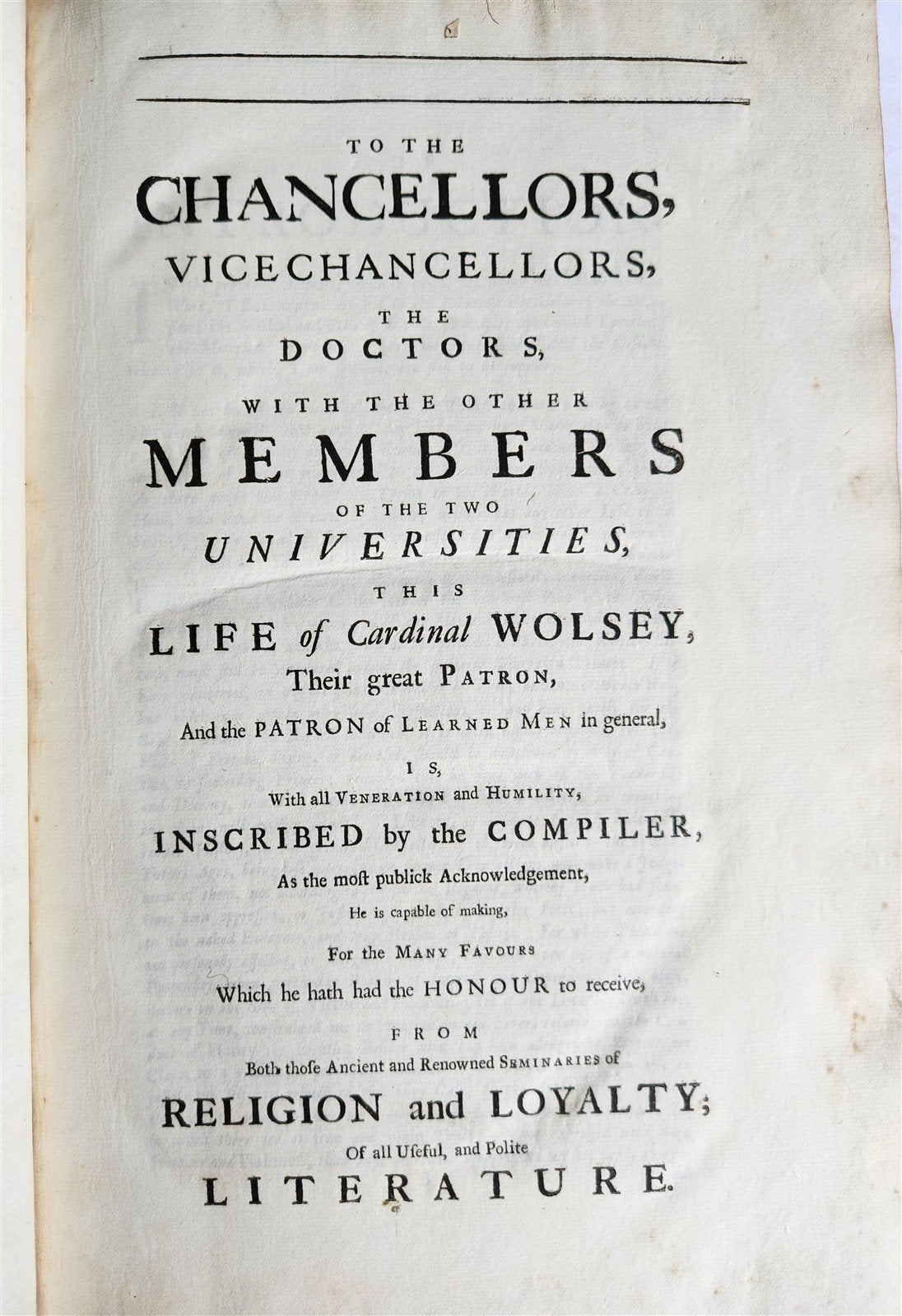 1724 LIFE of CARDINAL WOLSEY by Richard Fiddes ILLUSTRATED FOLIO antique ENGLISH
