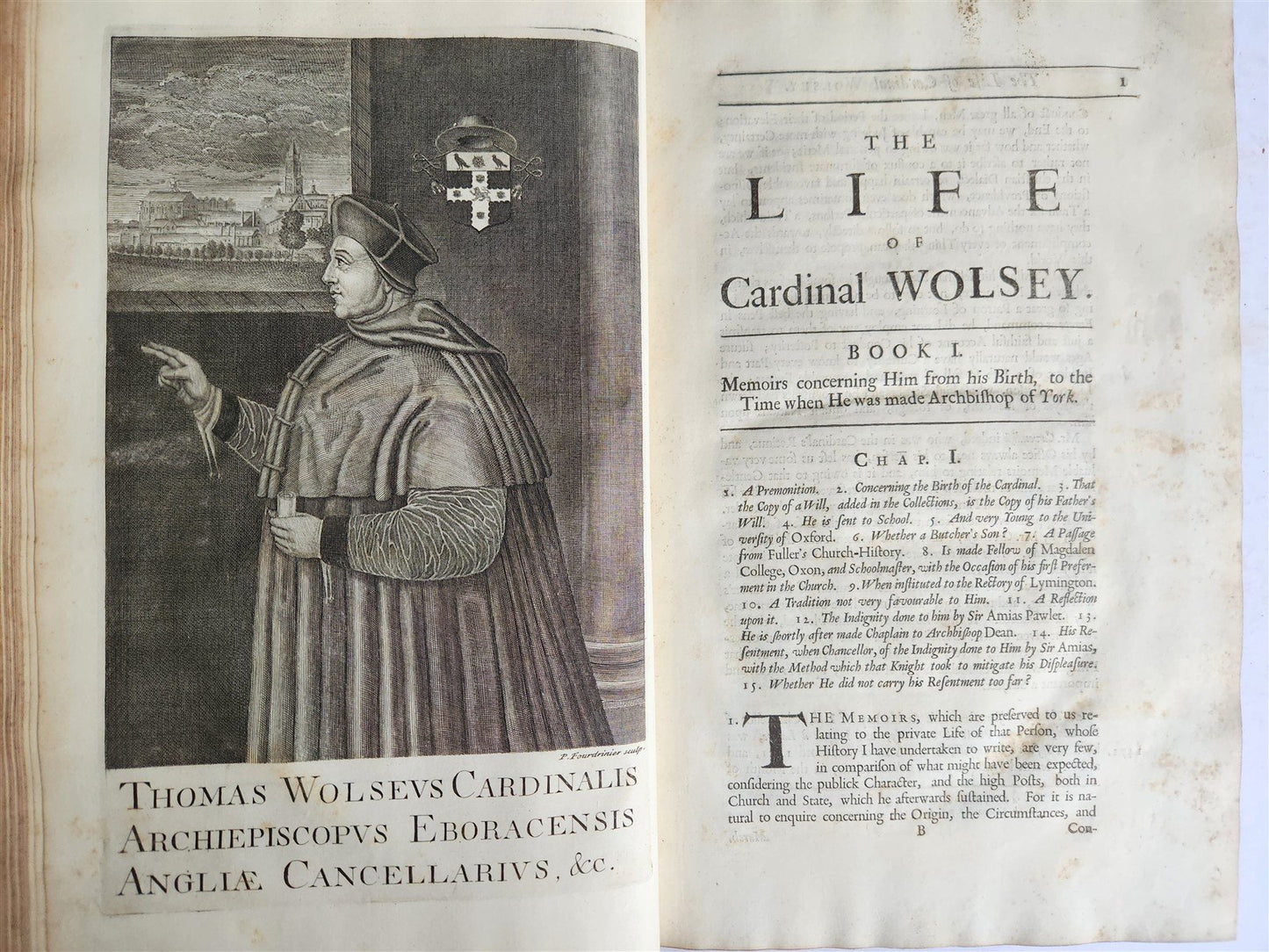 1724 LIFE of CARDINAL WOLSEY by Richard Fiddes ILLUSTRATED FOLIO antique ENGLISH