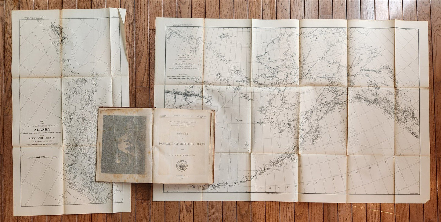 1893 Population & Resources of ALASKA 11th Census ILLUSTRATED antique AMERICANA