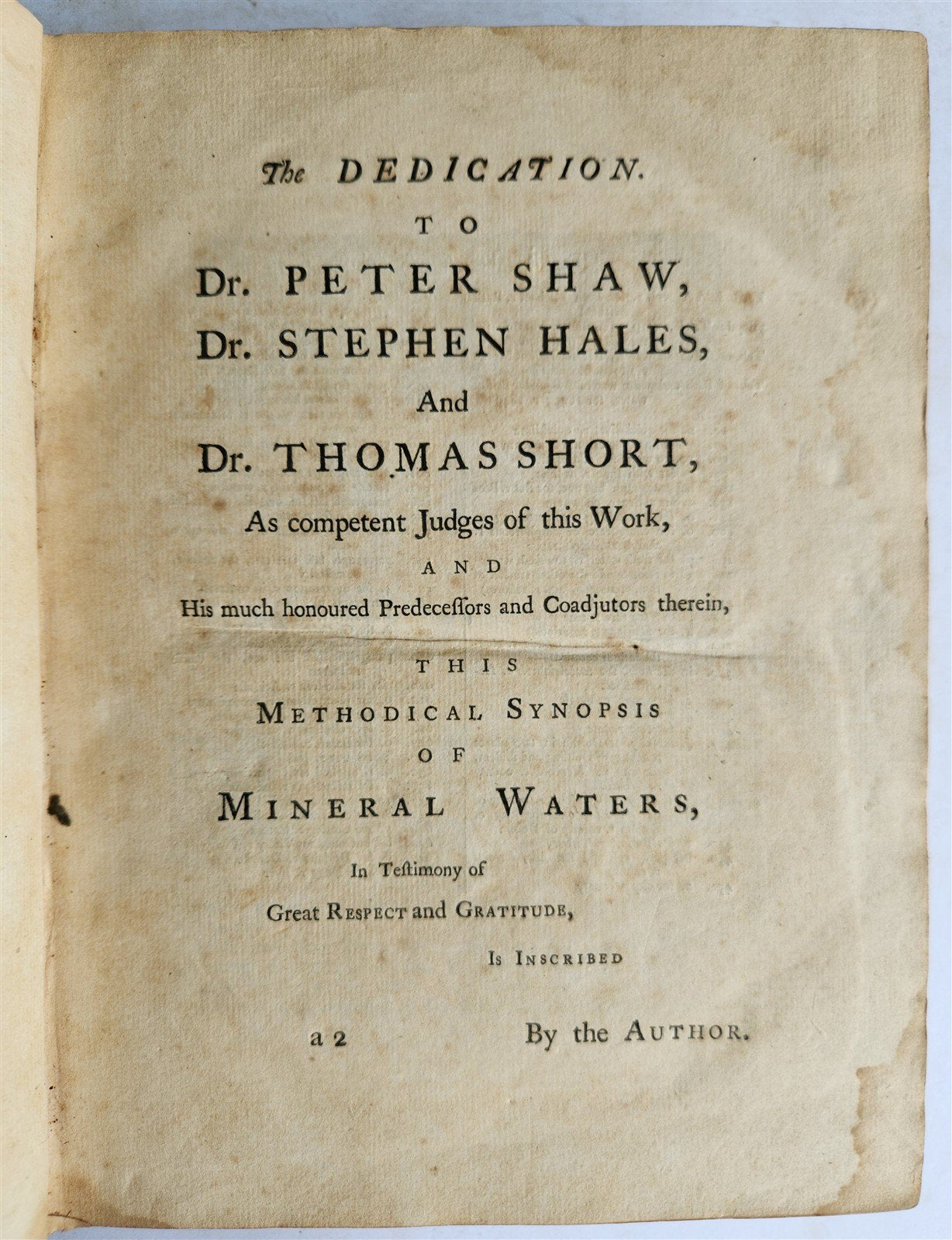 1757 METHODICAL SYNOPSIS of MINERAL WATERS by John Rutty antique in ENGLISH