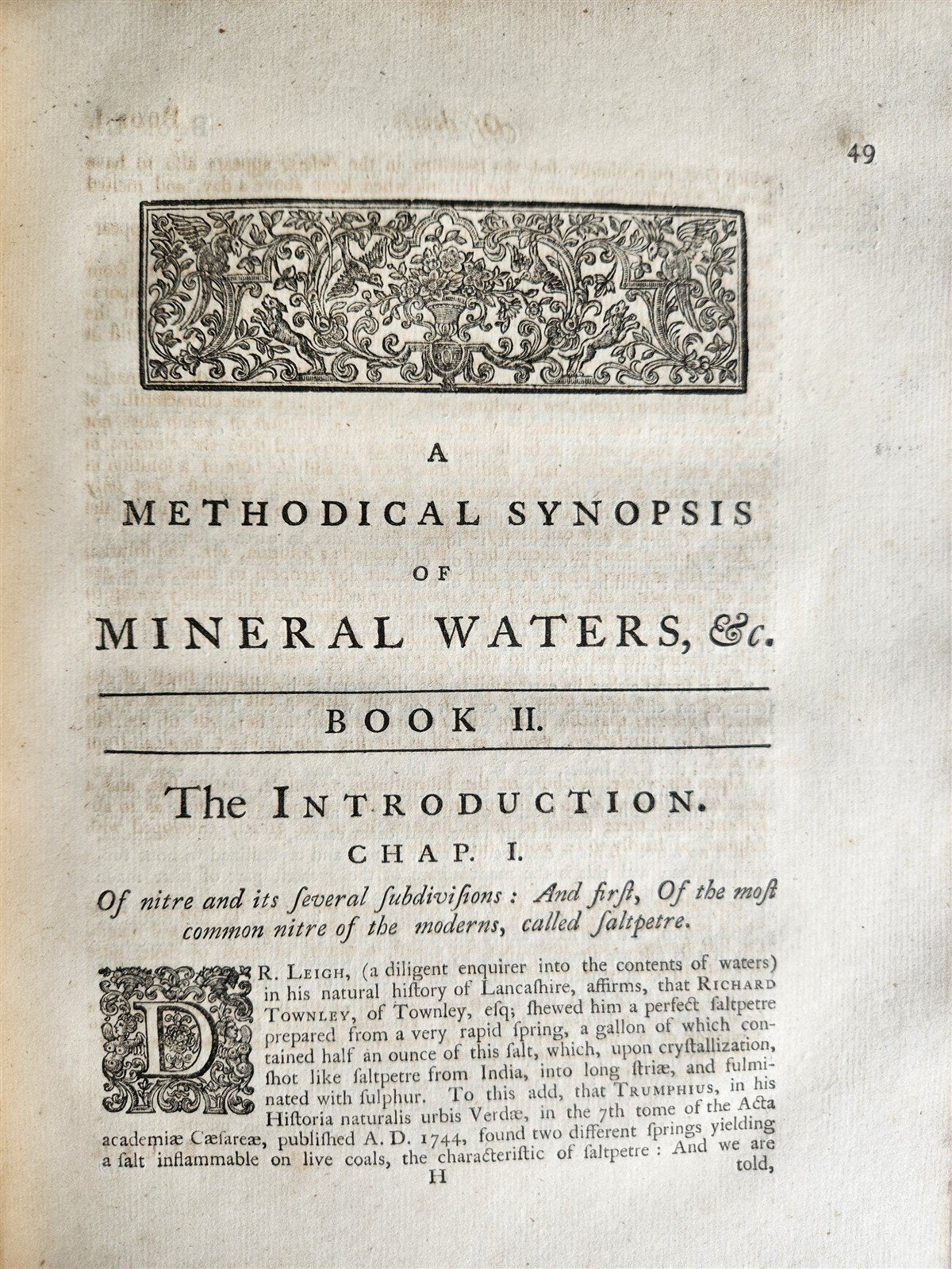 1757 METHODICAL SYNOPSIS of MINERAL WATERS by John Rutty antique in ENGLISH