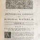 1757 METHODICAL SYNOPSIS of MINERAL WATERS by John Rutty antique in ENGLISH