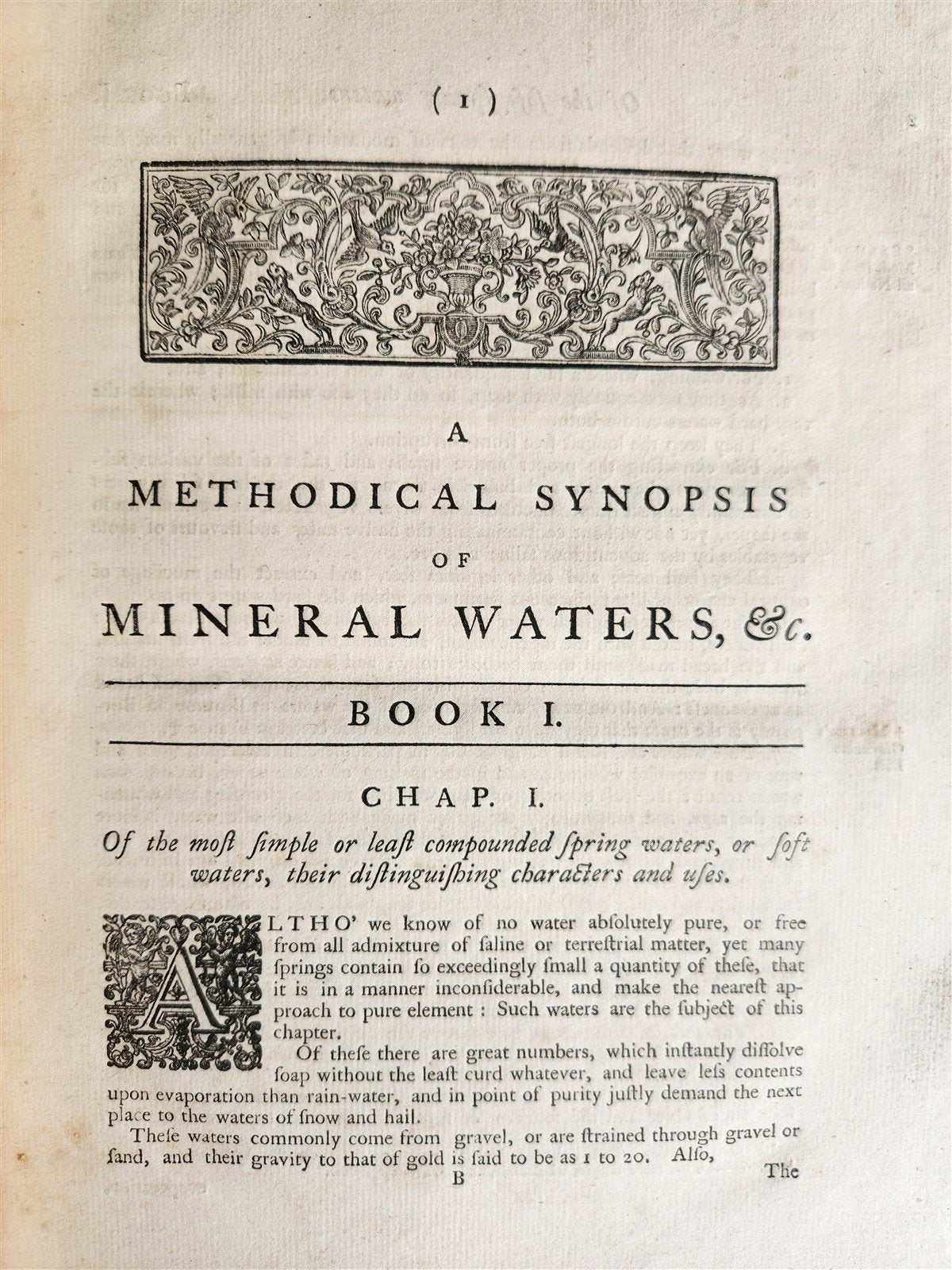 1757 METHODICAL SYNOPSIS of MINERAL WATERS by John Rutty antique in ENGLISH