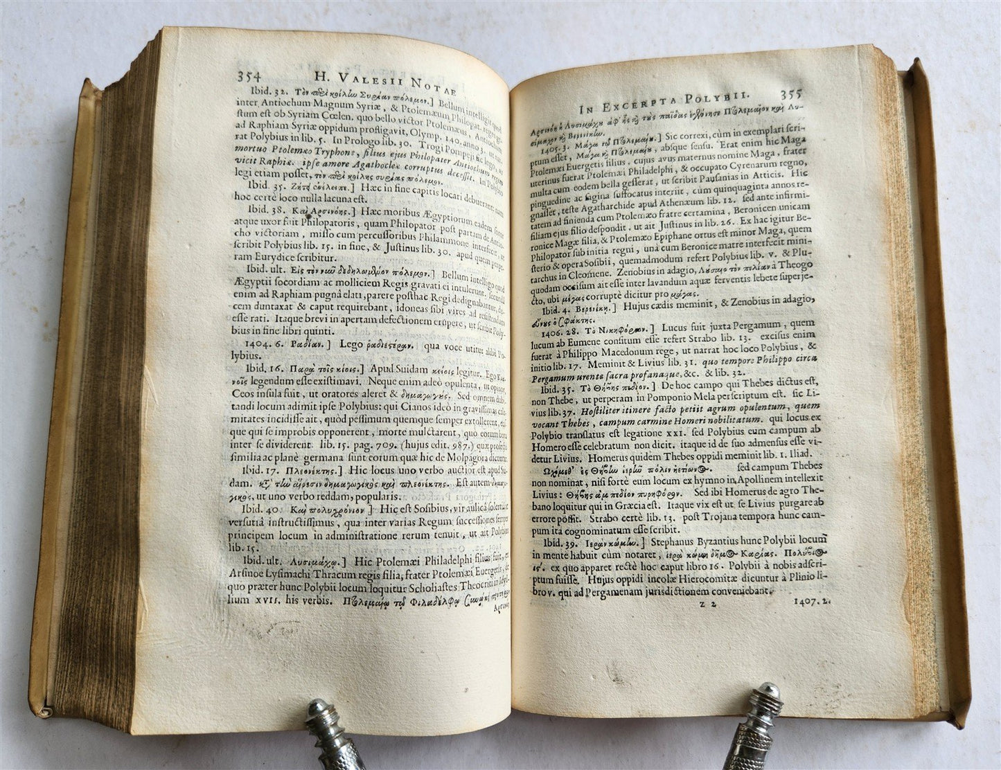 1670 HISTORY by POLYBIUS antique 3 VOLUMES VELLUM BINDING in LATIN & GREEK