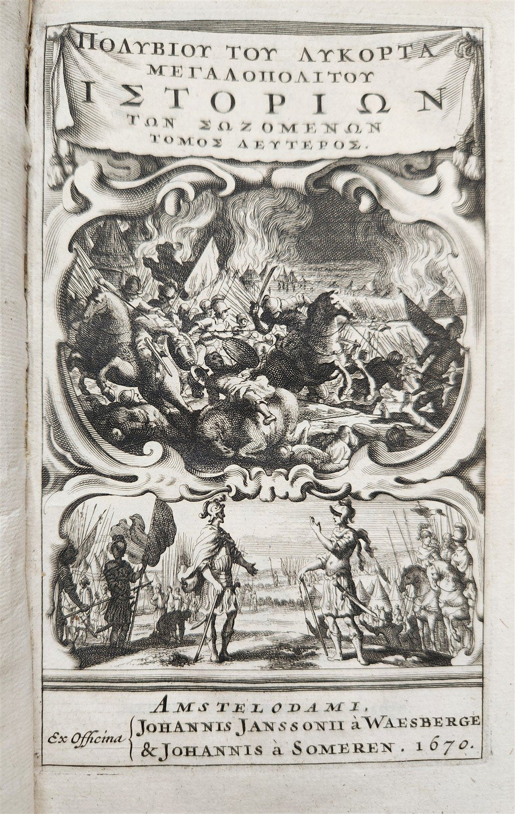 1670 HISTORY by POLYBIUS antique 3 VOLUMES VELLUM BINDING in LATIN & GREEK