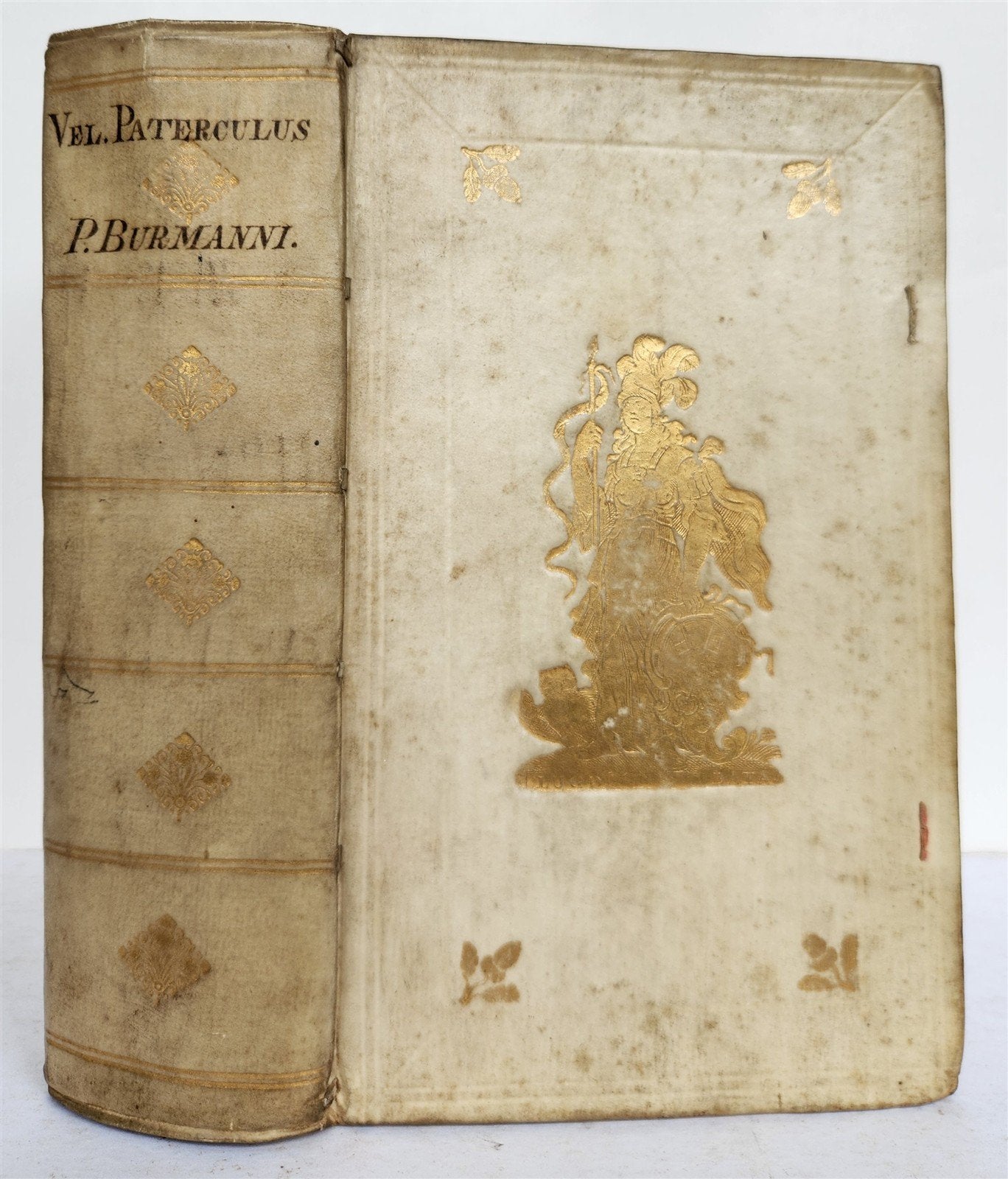 1756 ROMAN HISTORY by V. Paterculi antique VELLUM PRIZE BINDING w/ COAT OF ARMS