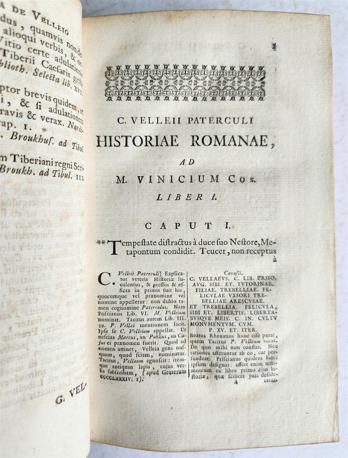 1756 ROMAN HISTORY by V. Paterculi antique VELLUM PRIZE BINDING w/ COAT OF ARMS