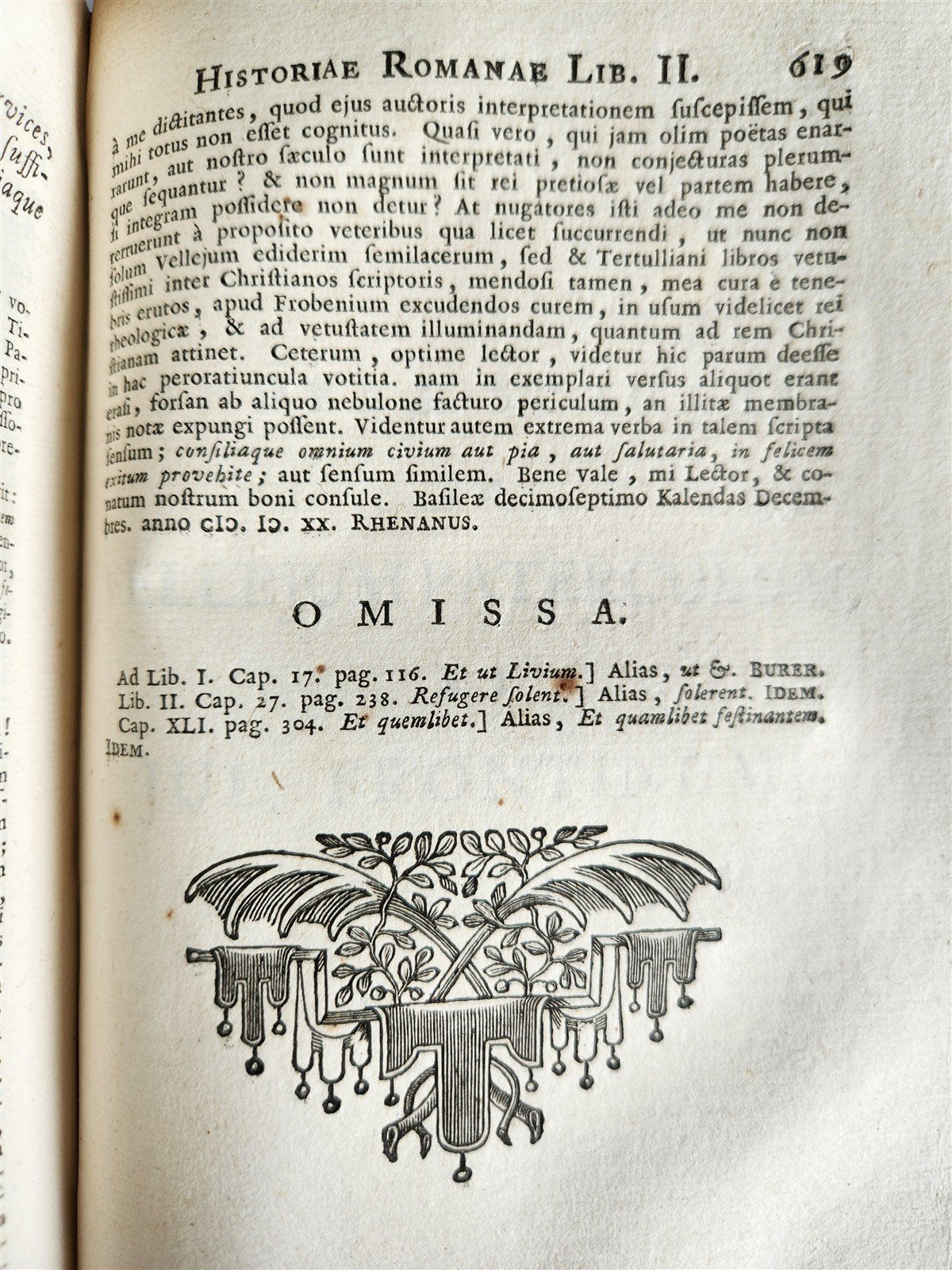 1756 ROMAN HISTORY by V. Paterculi antique VELLUM PRIZE BINDING w/ COAT OF ARMS