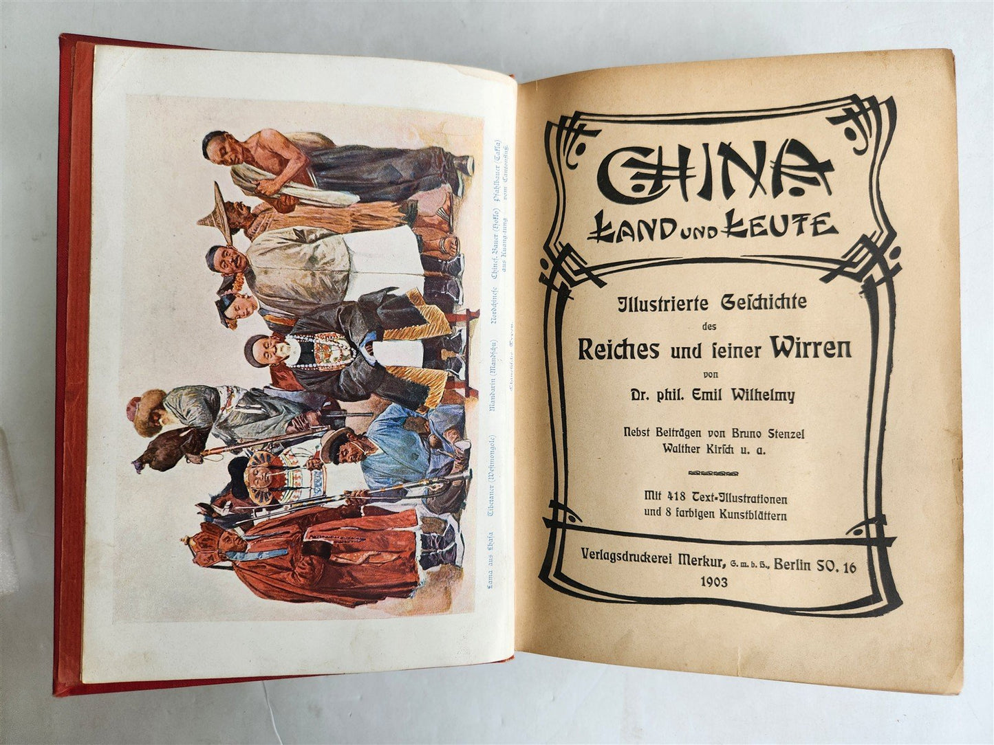 1903 CHINA LAND & PEOPLE by Dr. Emil Wilhelmy ILLUSTRATED in German ANTIQUE
