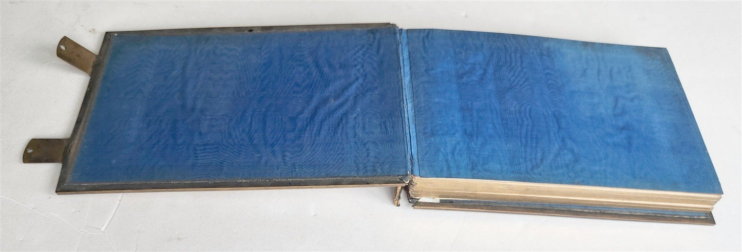 PHOTO ALBUM w/ MOTHER OF PEARL COVERS BRASS FRAME & CLASPS antique 19th CENTURY