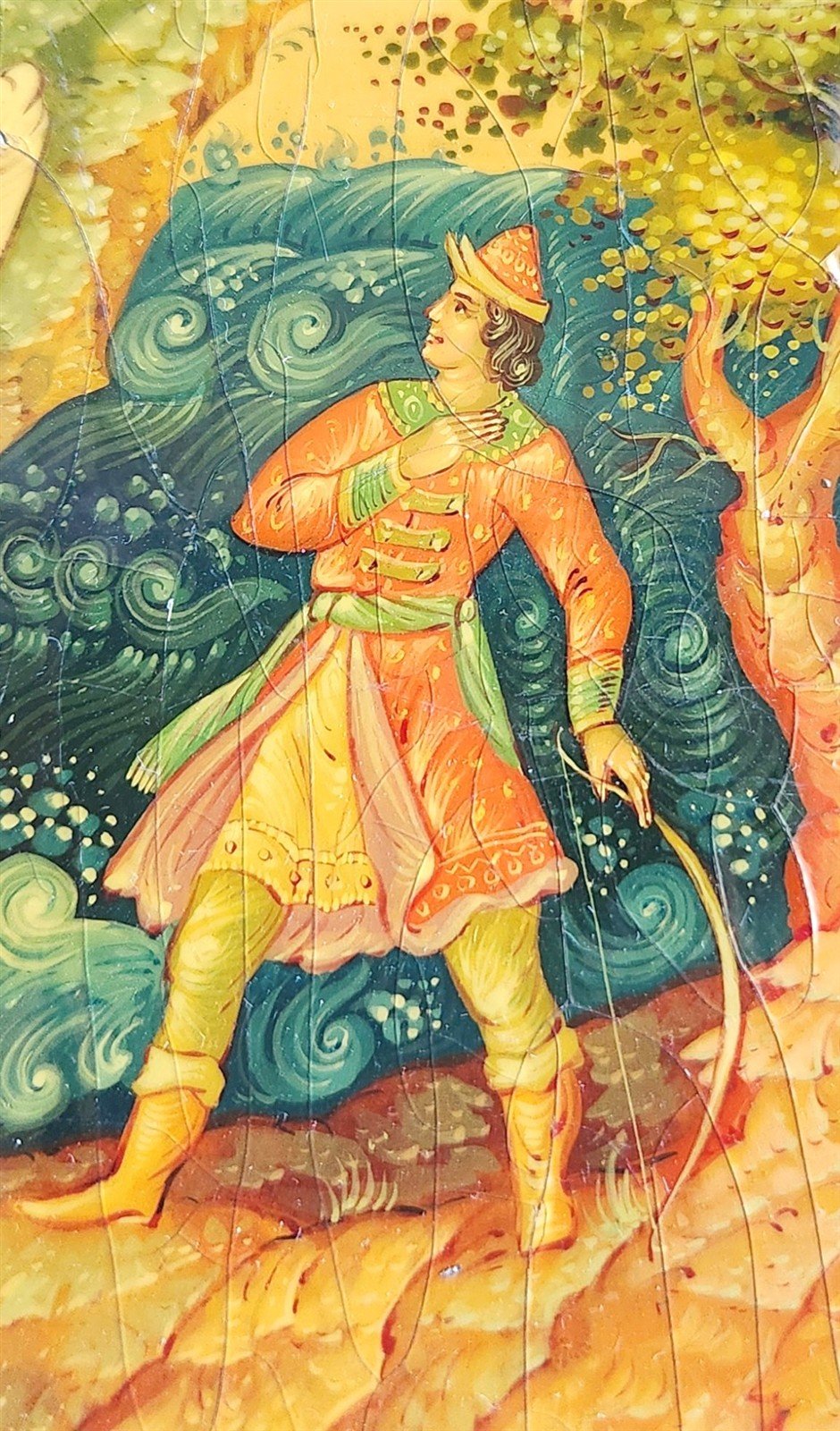 RUSSIAN MSTERA SCHOOL 1960s LARGE LACQUER BOX vintage SIGNED by ARTIST