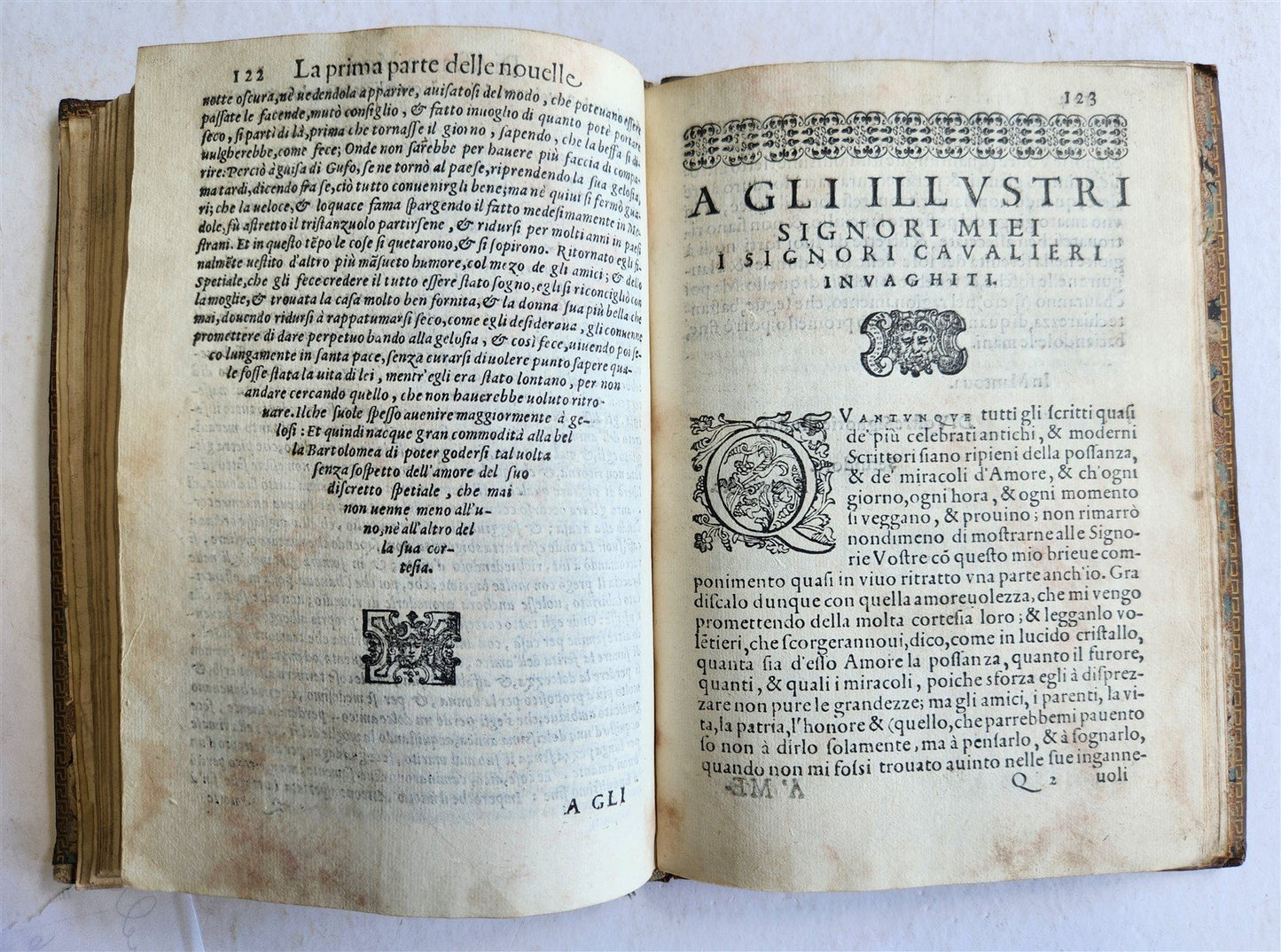 1585 DELLE NOVELLE di ASCANIO DE' MORI DA CENO antique in ITALIAN 16th century