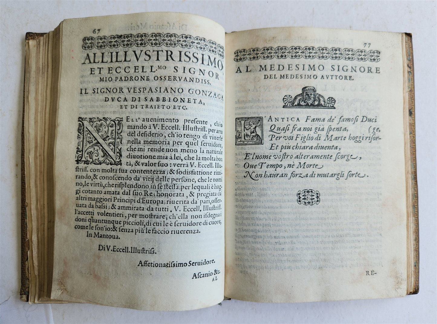 1585 DELLE NOVELLE di ASCANIO DE' MORI DA CENO antique in ITALIAN 16th century