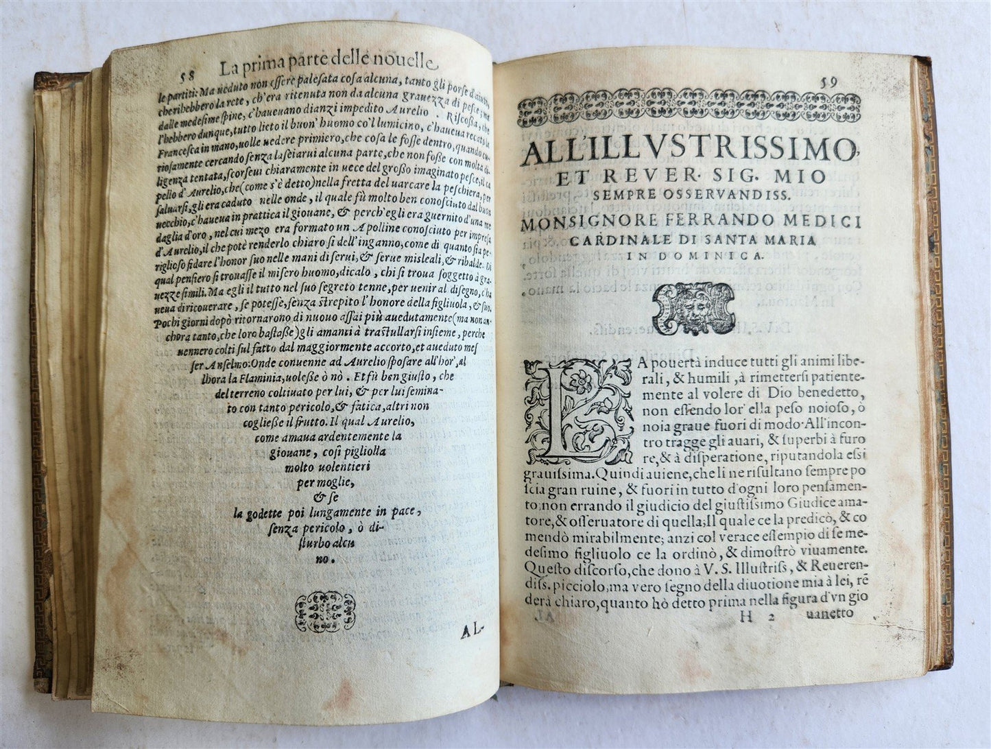 1585 DELLE NOVELLE di ASCANIO DE' MORI DA CENO antique in ITALIAN 16th century