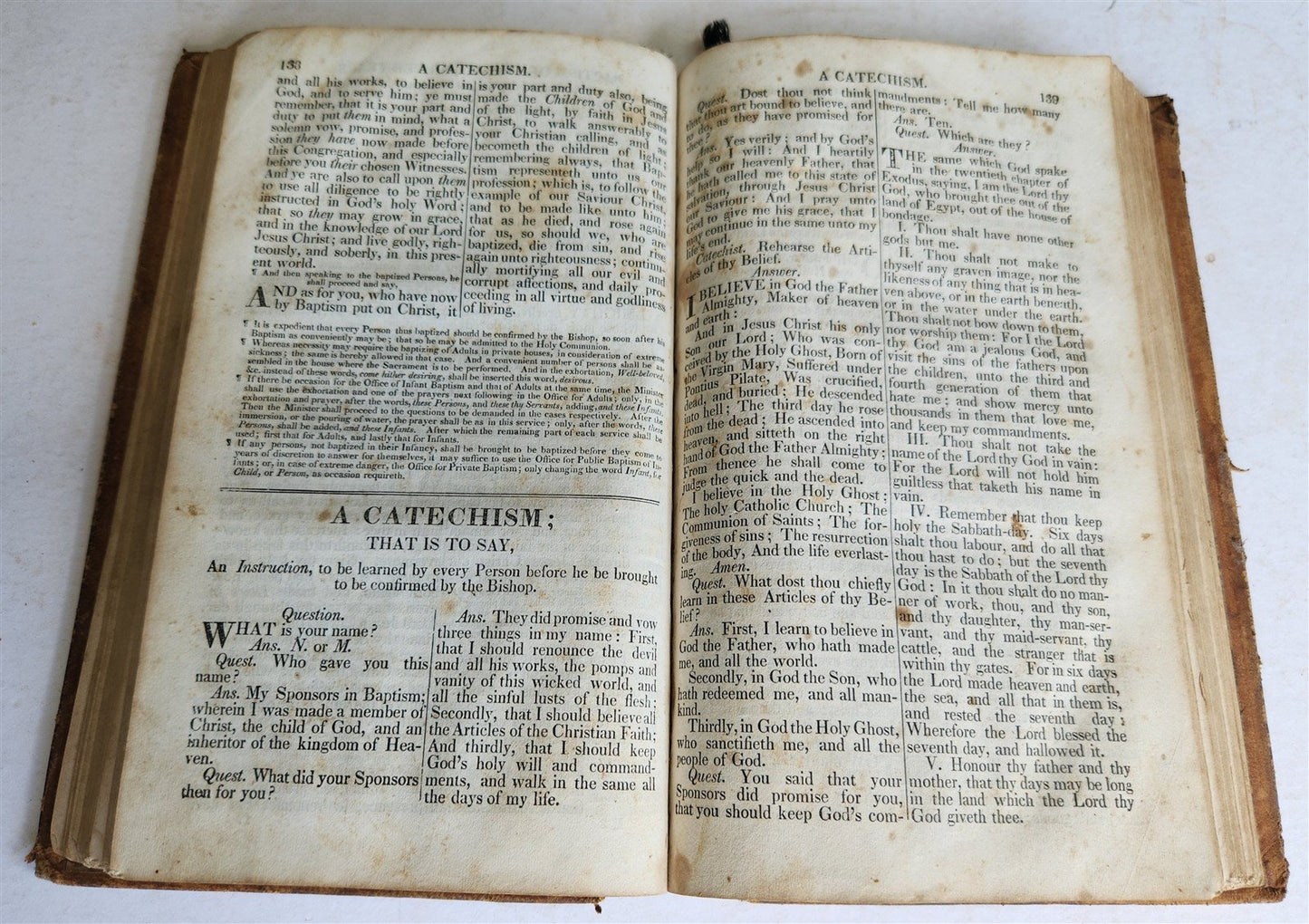 1833 BOOK OF COMMON PRAYER for PROTESTANT EPISCOPAL CHURCH in USA antique