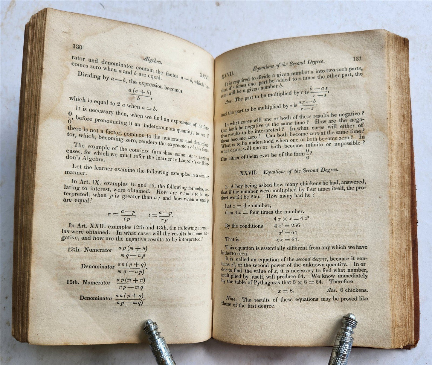 1829 an INTRODUCTION to ALGEBRA by Warren Colburn antique AMERICANA