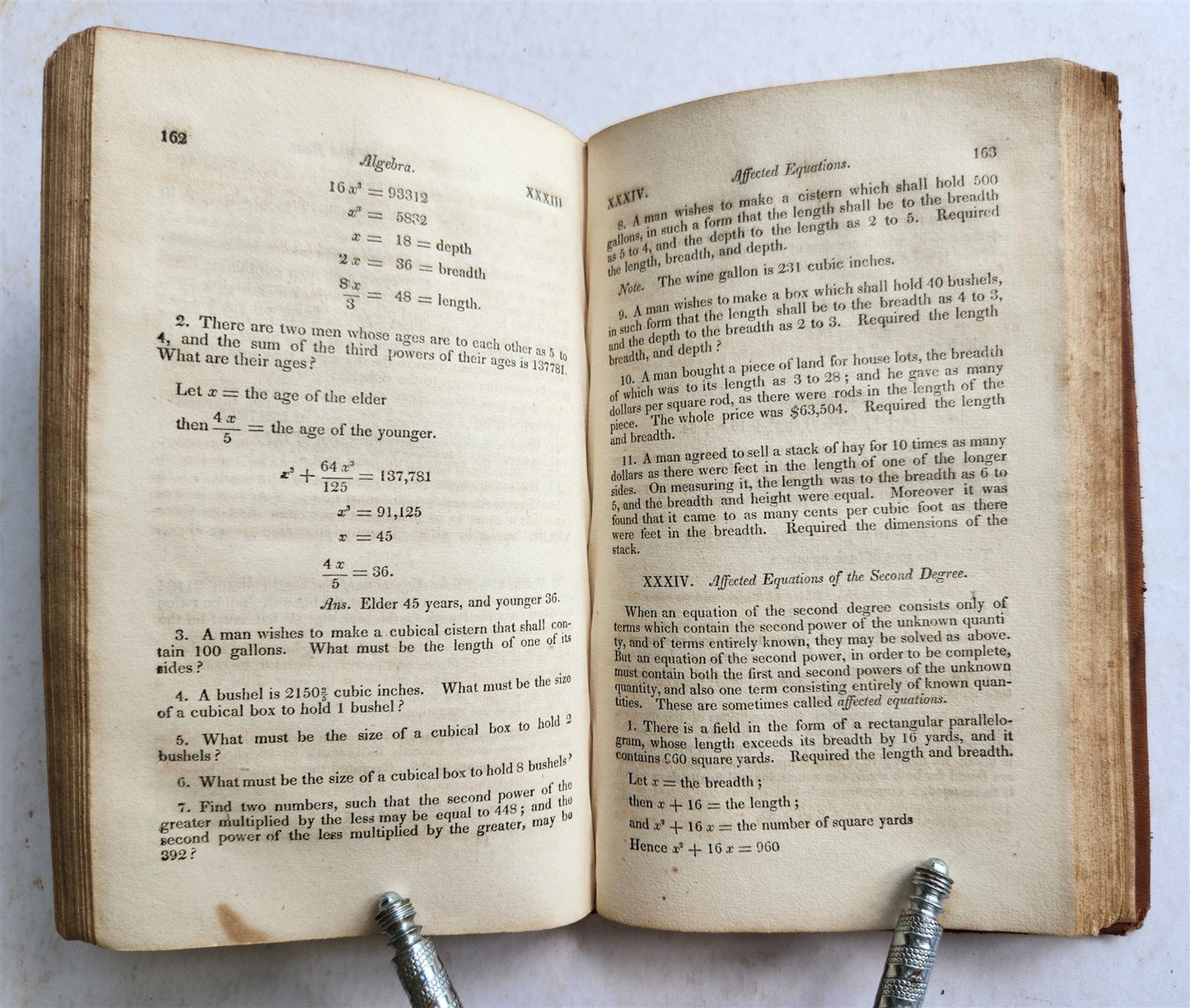 1829 an INTRODUCTION to ALGEBRA by Warren Colburn antique AMERICANA