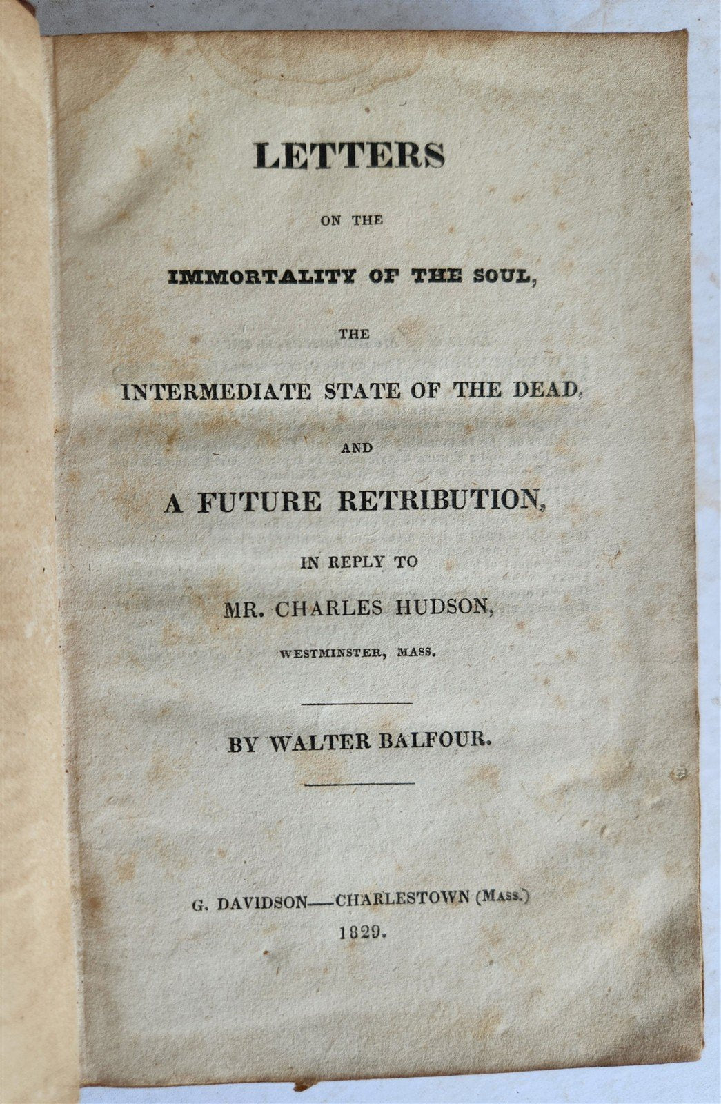 1829 IMMORTALITY of the SOUL INTERMEDIATE STATE OF THE DEAD antique AMERICANA