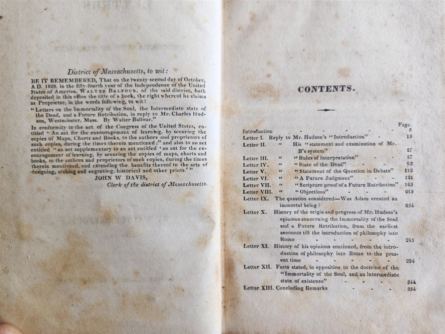 1829 IMMORTALITY of the SOUL INTERMEDIATE STATE OF THE DEAD antique AMERICANA