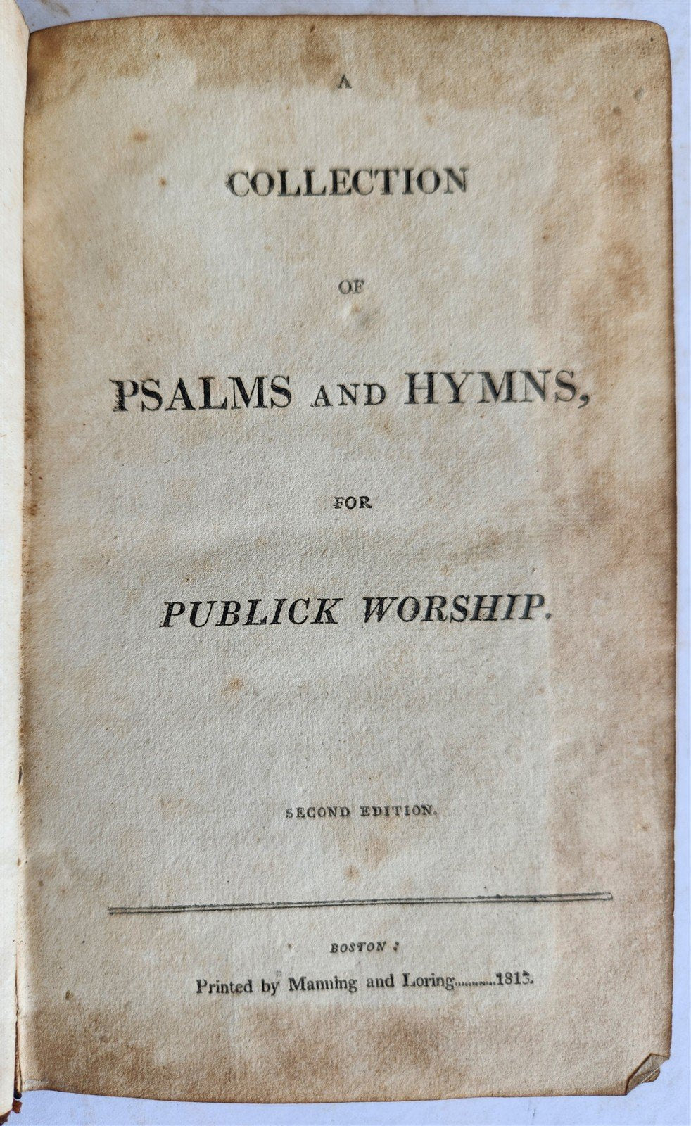 1815 COLLECTION of PSALMS and HYMNS for PUBLICK WORSHIP antique AMERICANA