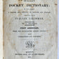 1831 ITALIAN ENGLISH POCKET DICTIONARY antique FIRST AMERICAN EDITION