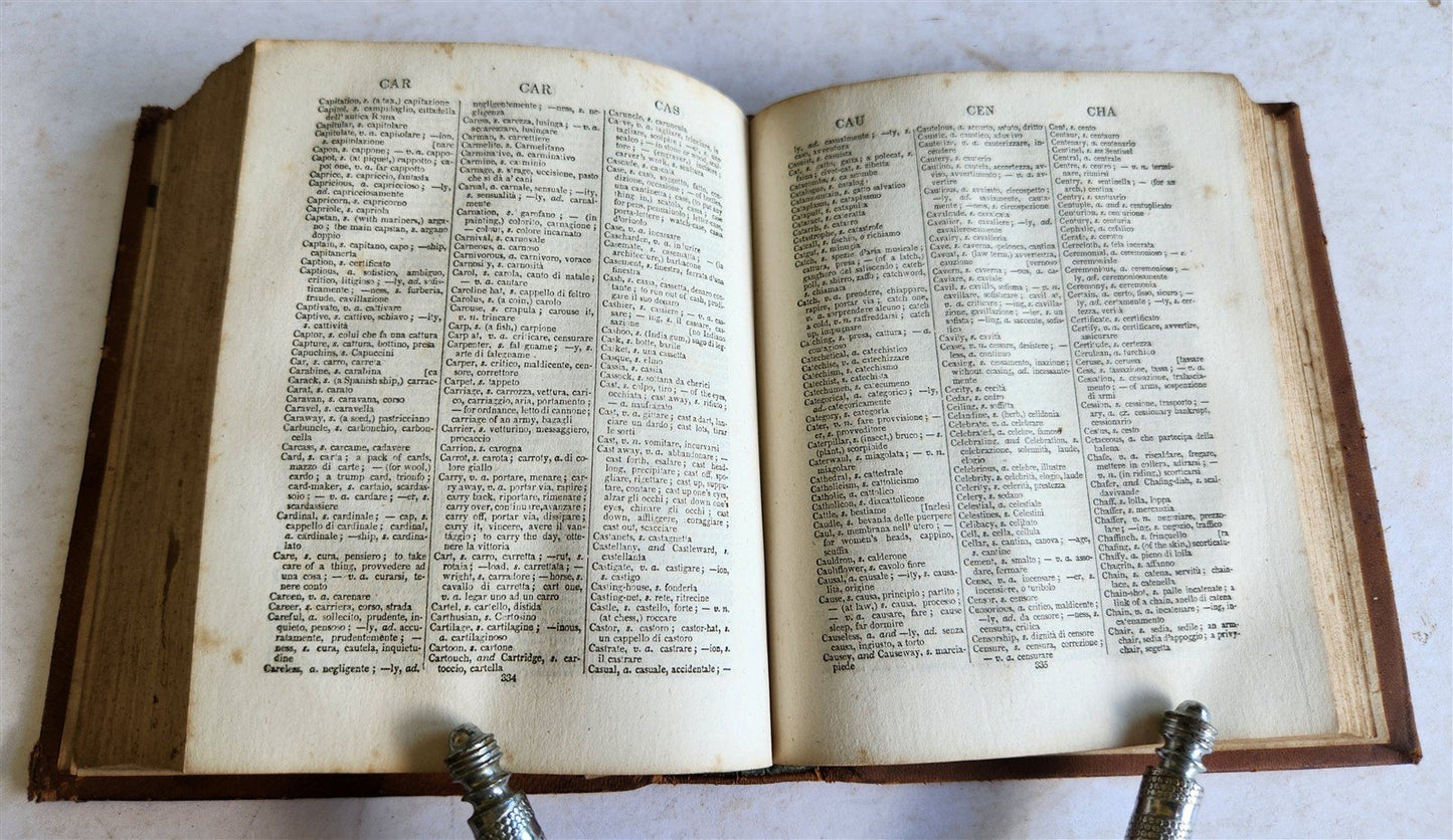 1831 ITALIAN ENGLISH POCKET DICTIONARY antique FIRST AMERICAN EDITION