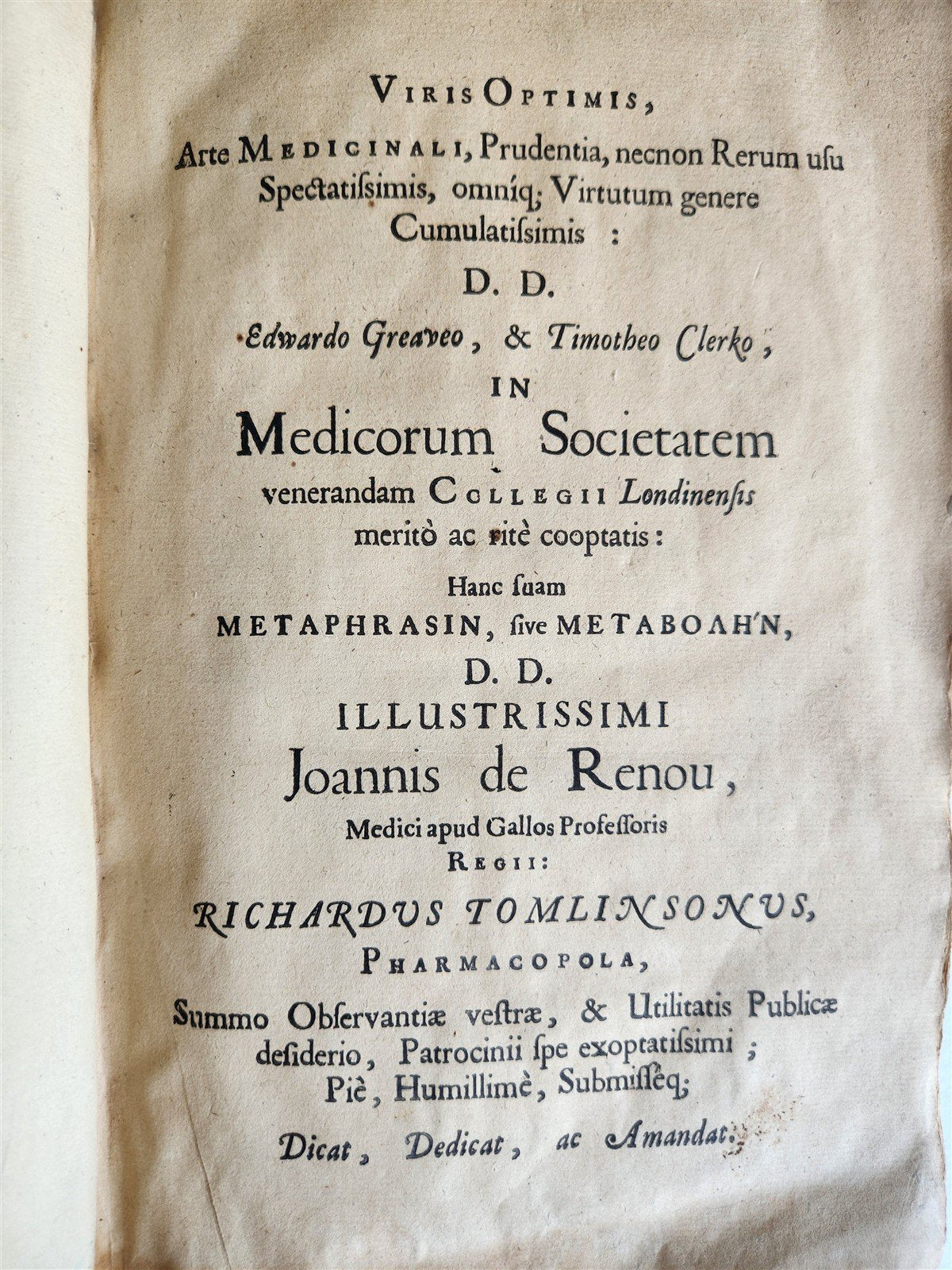 1657 MEDICINAL DISPENSATORY PHARMACOPOEA antique in ENGLISH