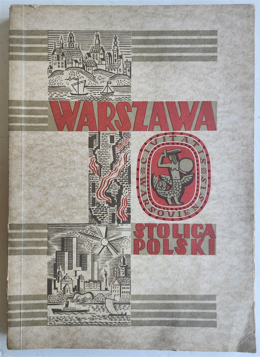 1949 WARSZAWA STOLICA POLSKI vintage ILLUSTRATED PHOTO BOOK Warsaw Poland FOLIO