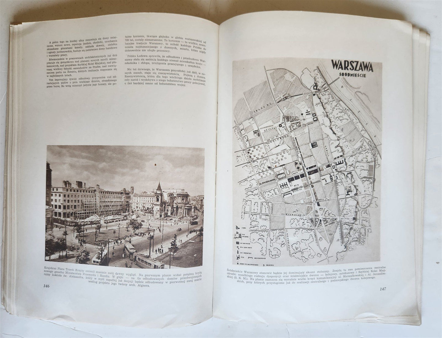 1949 WARSZAWA STOLICA POLSKI vintage ILLUSTRATED PHOTO BOOK Warsaw Poland FOLIO