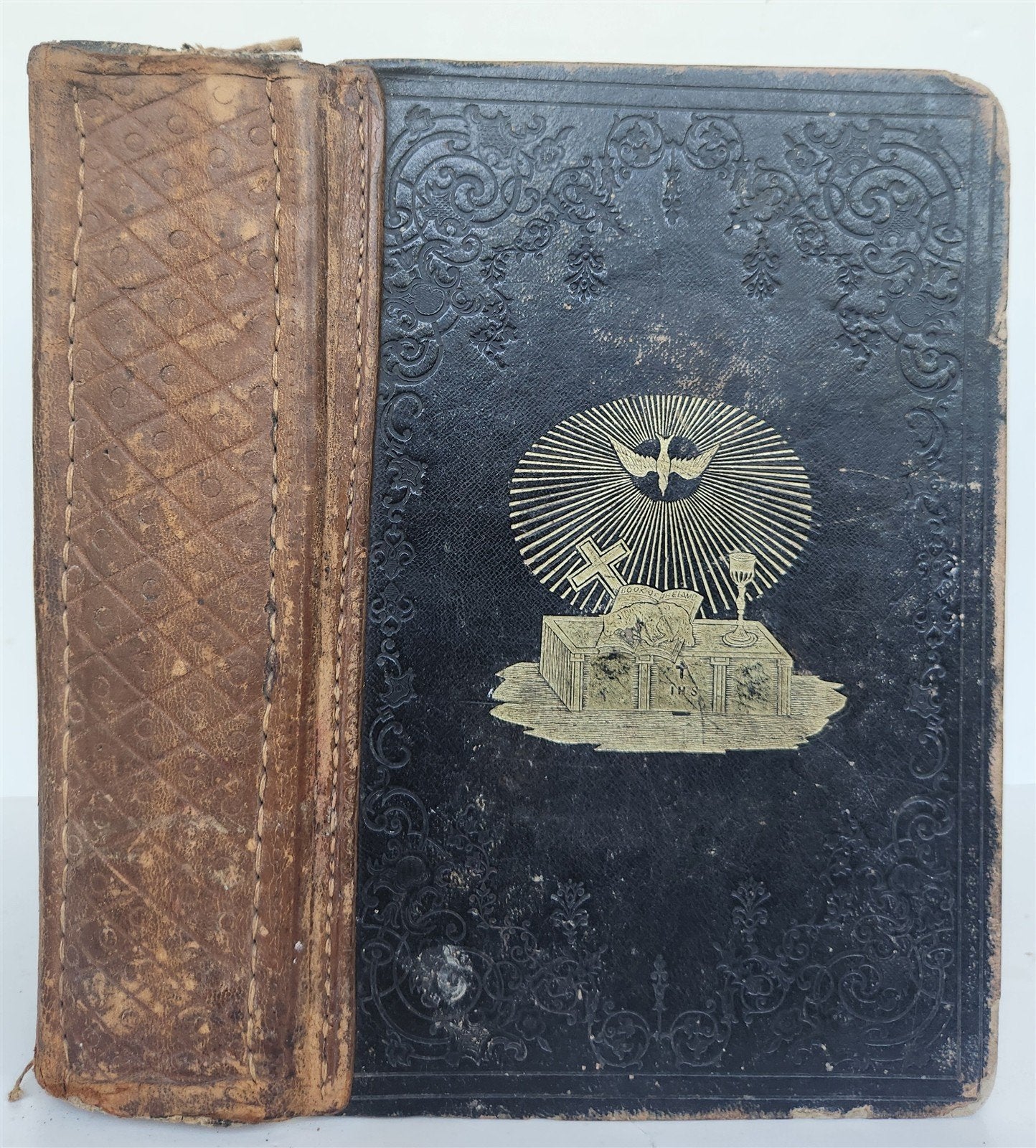 1855 BIBLE in ENGLISH antique OLD & NEW TESTAMENT Boston AMERICANA