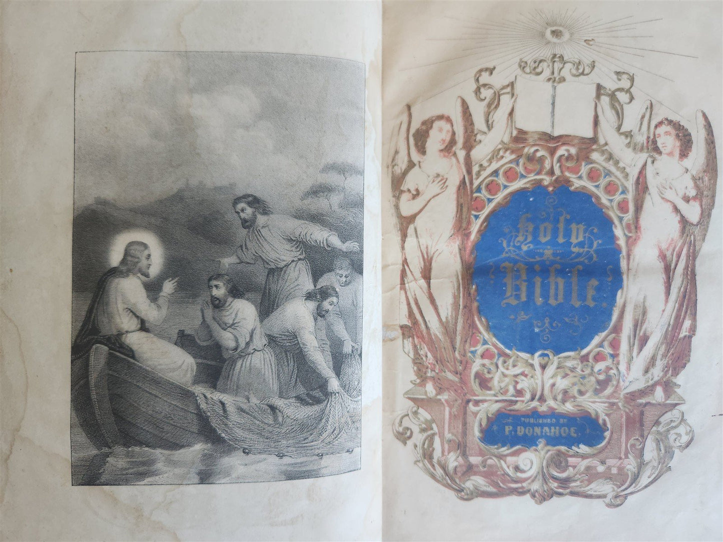 1855 BIBLE in ENGLISH antique OLD & NEW TESTAMENT Boston AMERICANA
