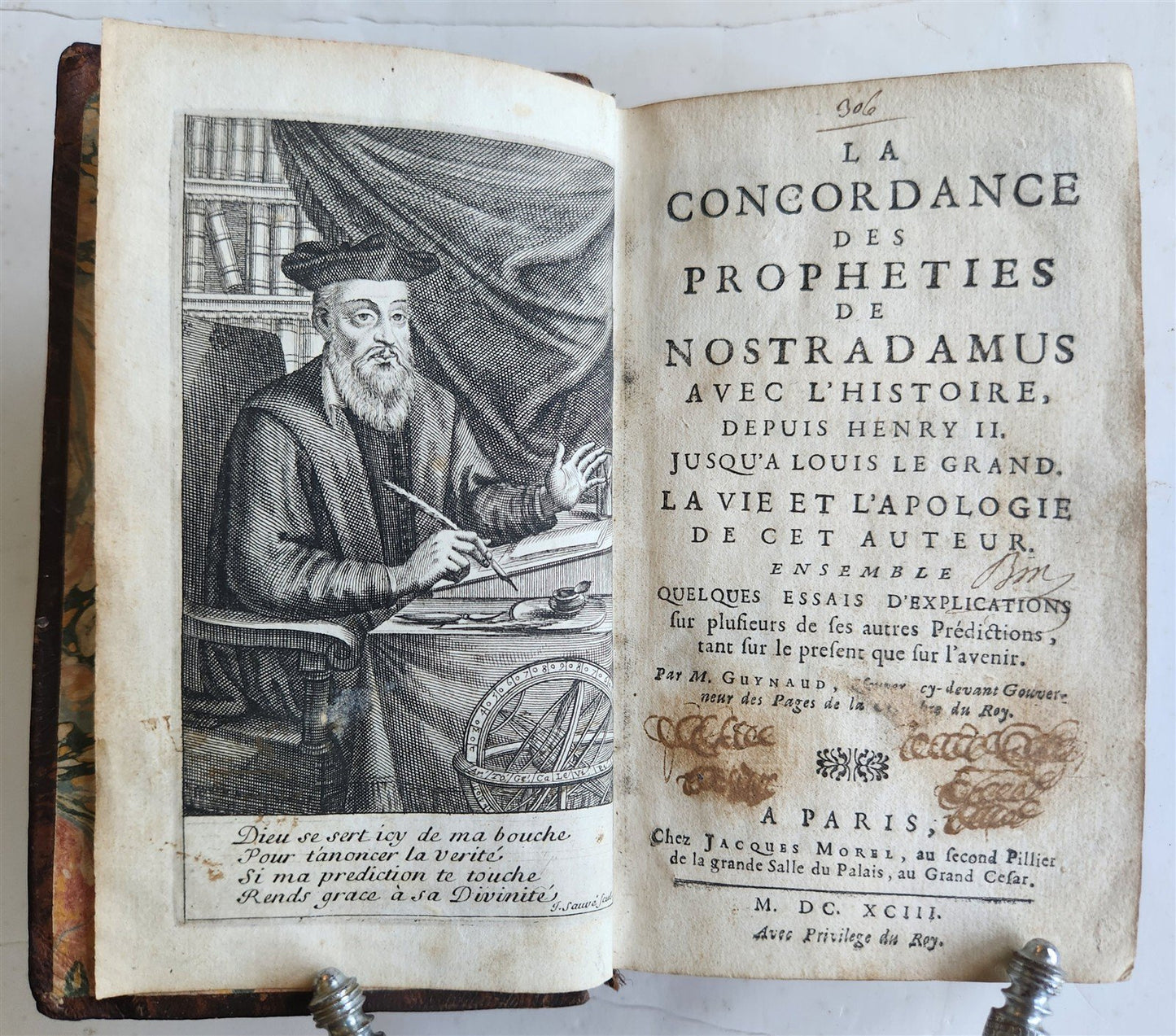 1693 Concordance of NOSTRADAMUS's Prophecies ANTIQUE in FRENCH 17th CENTURY
