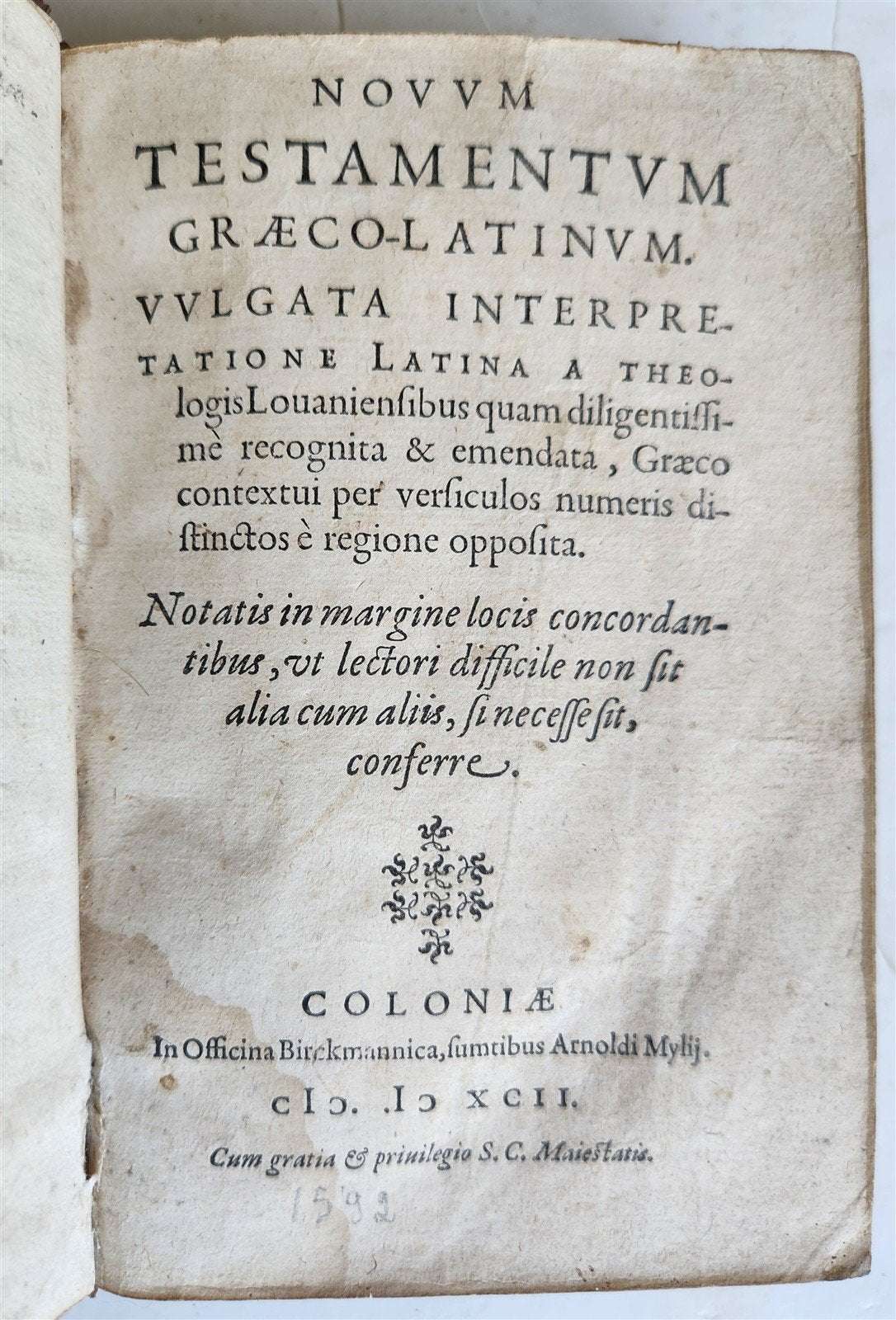 1592 BIBLE in LATIN & GREEK antique NEW TESTAMENT original binding 17th CENTURY