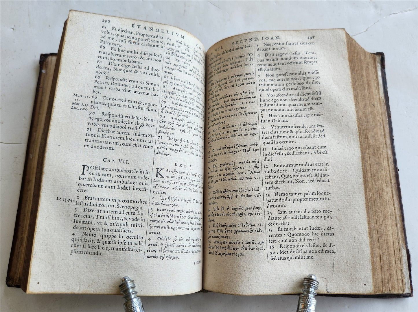 1592 BIBLE in LATIN & GREEK antique NEW TESTAMENT original binding 17th CENTURY