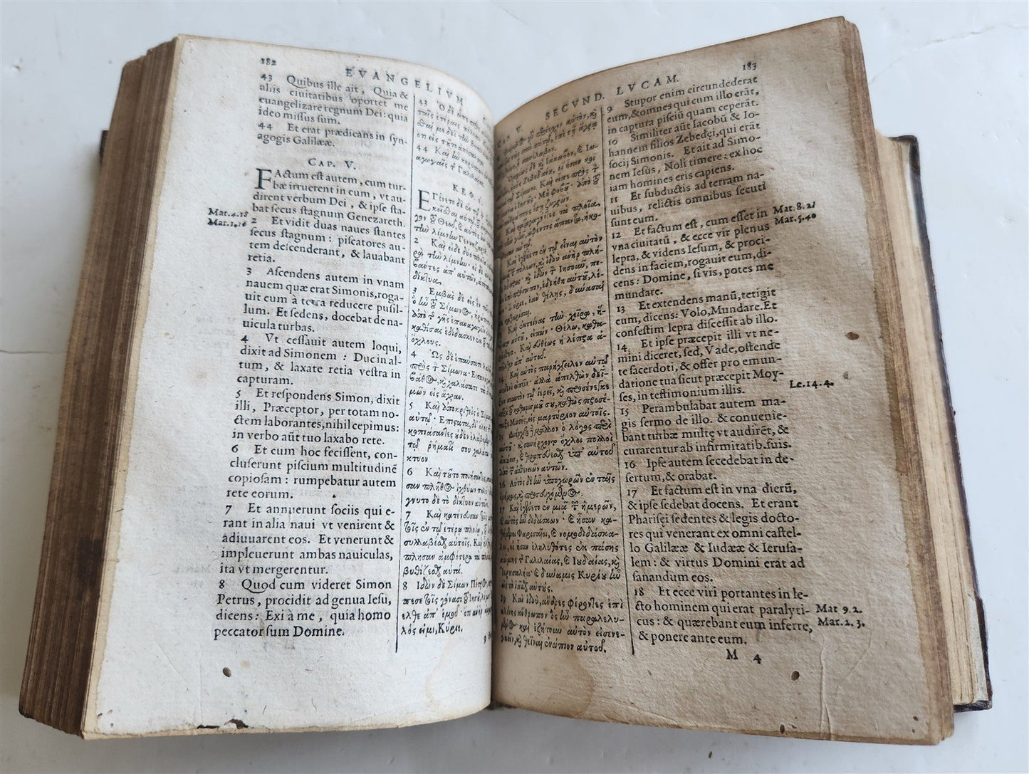 1592 BIBLE in LATIN & GREEK antique NEW TESTAMENT original binding 17th CENTURY