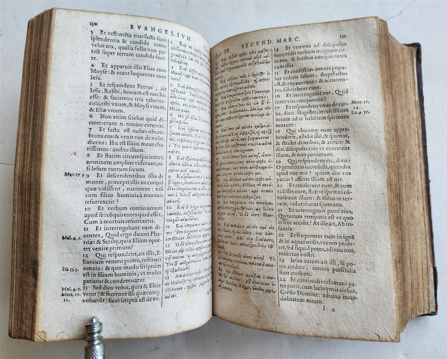 1592 BIBLE in LATIN & GREEK antique NEW TESTAMENT original binding 17th CENTURY