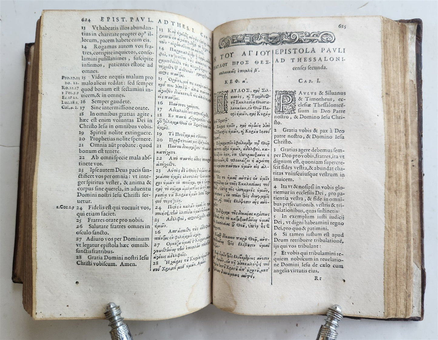 1592 BIBLE in LATIN & GREEK antique NEW TESTAMENT original binding 17th CENTURY
